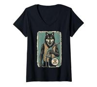 Mujer Kawaii Anime Manga Otaku Samurai Japan Ramen Y2K Cyberpunk Camiseta Cuello V