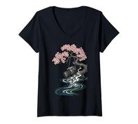 Mujer Kawaii Anime Manga Otaku Samurai Japan Ramen Y2K Cyberpunk Camiseta Cuello V