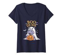 Mujer Kawaii Boo DENG Baby Pigmeo Hipopótamo Película de Terror Espíritu de Bruja Camiseta Cuello V