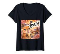 Mujer Kawaii Capibara Beber Boba Milk Bubble Tea Noche Estrellada Camiseta Cuello V