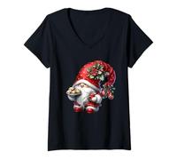 Mujer Kawaii Christmas Decor Christmas Cookies and Hot Cocoa GNOME Camiseta Cuello V