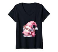 Mujer Kawaii Christmas GNOME For Girls and Women Cute Xmas Gnomie Camiseta Cuello V