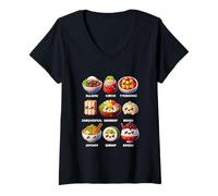 Mujer Kawaii Comida Coreana Bulgogi Bibimbap Kimbap Gastronomía Asiática Camiseta Cuello V