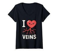 Mujer Kawaii Corazón Flebotomista Broma Sangre Dibujo Vena Enfermera Lindo Camiseta Cuello V