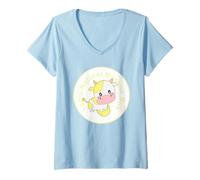 Mujer Kawaii Cute Yellow Cow, Kawaii Banana Milk Girl Camiseta Cuello V