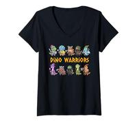 Mujer Kawaii Dino Warriors Kids Women Men Fantasy RPG Gift Camiseta Cuello V