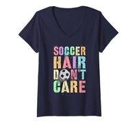 Mujer Kawaii FÚTBOL Hair Don't Care Score Game Hair Don't Care Camiseta Cuello V