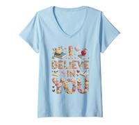 Mujer Kawaii I Believe IN You Modo En Ciencias Matemáticas Cuenta Regresiva Camiseta Cuello V