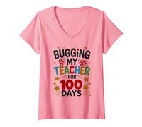 Mujer Kawaii INTERRUPANDO A MIS Maestros Stem 100 DÍAS Biología Niñas Camiseta Cuello V
