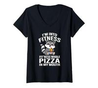 Mujer Kawaii Kids Boys Girls Fitness Whole Pizza Raccoon Lover Camiseta Cuello V