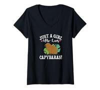 Mujer Kawaii Kids Womens Just A Girl Who Loves Capybaras Lover Camiseta Cuello V