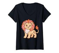 Mujer Kawaii Leo Zodiac Cute Astrología Pastel Soft Girl Estética Camiseta Cuello V
