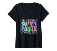 Mujer Kawaii Little Miss Smarty Pants Mr College Education Game On Camiseta Cuello V