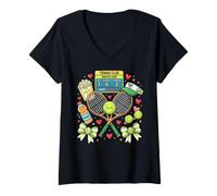 Mujer Kawaii - Raqueta de Tenis con diseño para el día del Juego Camiseta Cuello V