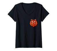 Mujer Kawaii Shisa Lion Dog Japón Okinawa Lindo Anime Estética 90 Camiseta Cuello V