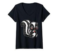 Mujer Kawaii Skunk Heart, Bonita estética Animal del Bosque Camiseta Cuello V