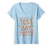 Mujer Kawaii Test Day Cuenta Regresiva Bruh Stem Historia Vibes Camiseta Cuello V