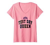 Mujer Kawaii Test Day Queen Testing Teacher Todo está Bien ELA Camiseta Cuello V