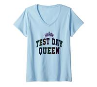 Mujer Kawaii Test Day Queen Testing Teacher Todo está Bien ELA Camiseta Cuello V