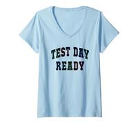Mujer Kawaii Test Day Ready Testing Teacher Bruh Historia Ciencia Camiseta Cuello V