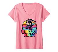 Mujer Kawaii Unicornio NINJA Cumpleaños Niña Lindo I Love Pre-K Vibes Camiseta Cuello V