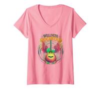 Mujer Kawaii Wellness Rockstar Squad Yoga Profesor Entrenador Fitness Camiseta Cuello V