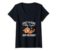Mujer Kawaii Womens Kids Just A Girl Who Loves Red Pandas Lover Camiseta Cuello V