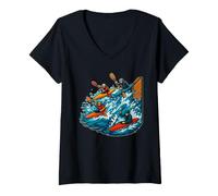Mujer Kayak Cross Ramp Start Four Racers Camiseta Cuello V