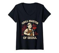 Mujer KBBQ Comida Coreana Divertido Foodie K Drama Date Bulgogi Camiseta Cuello V