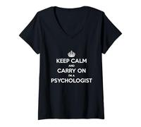 Mujer Keep Calm and Carry On I'm a Psychologist - Divertido Camiseta Cuello V