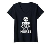 Mujer Keep Calm I'm A Nurse Diseño audaz y Minimalista para la Vida hospitalaria Camiseta Cuello V