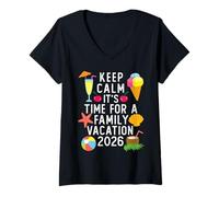 Mujer Keep Calm It's Time for a Family Vacation 2026 Family Trip Camiseta Cuello V