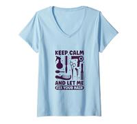 Mujer Keep Calm - Peinado de peluquería Camiseta Cuello V