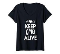 Mujer Keep EMO Alive Dark Bat Heart Camiseta Cuello V