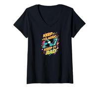 Mujer Keep It Classic Rad Turntable Record Player Retro Music Camiseta Cuello V