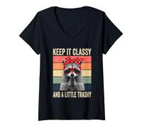 Mujer Keep It Classy & A Little Trashy - Mapache Divertido para niñas y Mujeres Camiseta Cuello V
