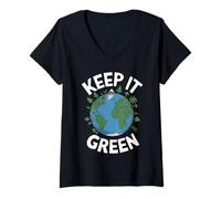 Mujer Keep It Green Funny Día de la Tierra Camiseta Cuello V