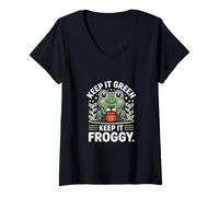 Mujer Keep It Green Keep It Froggy Eco Frog Garden Cita Camiseta Cuello V