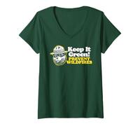Mujer Keep It Green! Prevent Wildfires Vintage Smokey Bear Retro Camiseta Cuello V