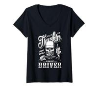 Mujer Keep On Trucking Diesel Addicted Gorra de Conductor de Camionero Vintage Camiseta Cuello V
