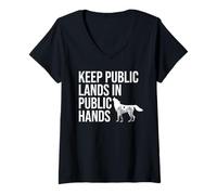 Mujer Keep Public Lands in Public Hands Keep Your Hands Off Land Camiseta Cuello V