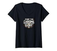Mujer Keep the Chrome Shiny Auto Enthusiast Design Camiseta Cuello V