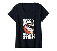 Mujer Keep Your Faith Jesus - Cita Cristiana Vintage Camiseta Cuello V