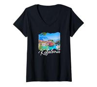 Mujer Kefalonia Grecia Souvenir/Kefalonia Camiseta Cuello V