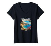 Mujer Kefalonia Grecia Souvenir/Kefalonia Camiseta Cuello V