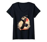 Mujer Kendo Artes Marciales Japonesas Japón Espada De Bambú Camiseta Cuello V