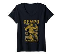 Mujer Kenpo Karate Artes Marciales Vintage Estilo Retro Arte Desgastado Camiseta Cuello V