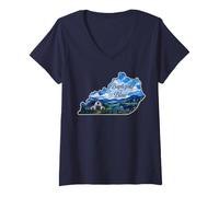 Mujer Kentucky State Pride Baptized in Blue Stained Glass Camiseta Cuello V