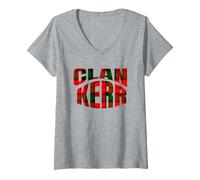 Mujer Kerr Clan Kilt tartán homónimo Escocia Camiseta Cuello V