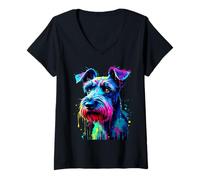 Mujer Kerry Blue Terrier Arte Pop Kerry Blue Terrier Amantes Camiseta Cuello V